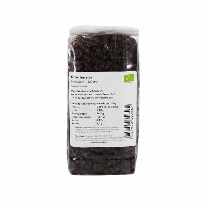 Cranberries gezoet met appeldiksap - 400g - BIO