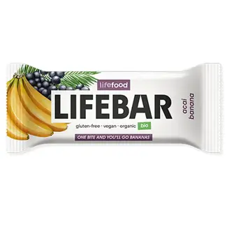 Lifebar Energiereep Acaï Banaan RAW - 40g - BIO