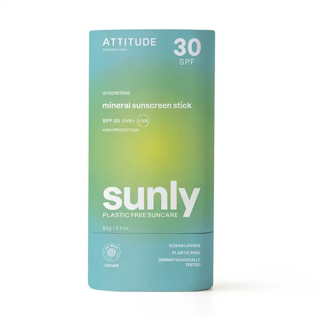 ATTITUDE Sunly Zonnebrandstick SPF30 - Ongeparfumeerd - 60g