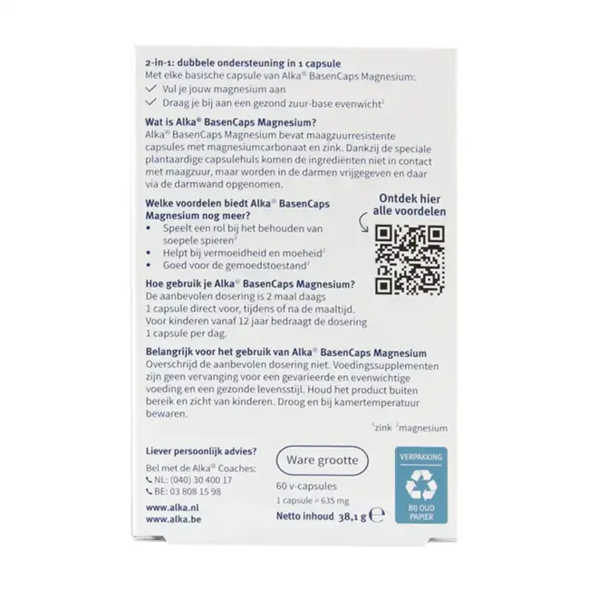 BasenCaps Magnesium - Basische Capsules met Magnesium - 60 capsules