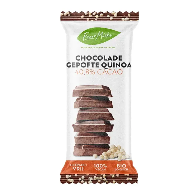 Chocoladereep Gepofte Quinoa - 40,8% Cacao - BIO