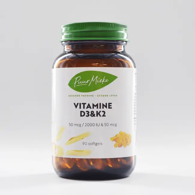Vitamine D3 en K2 - 2000 IU  en 50mcg - 90 softgels