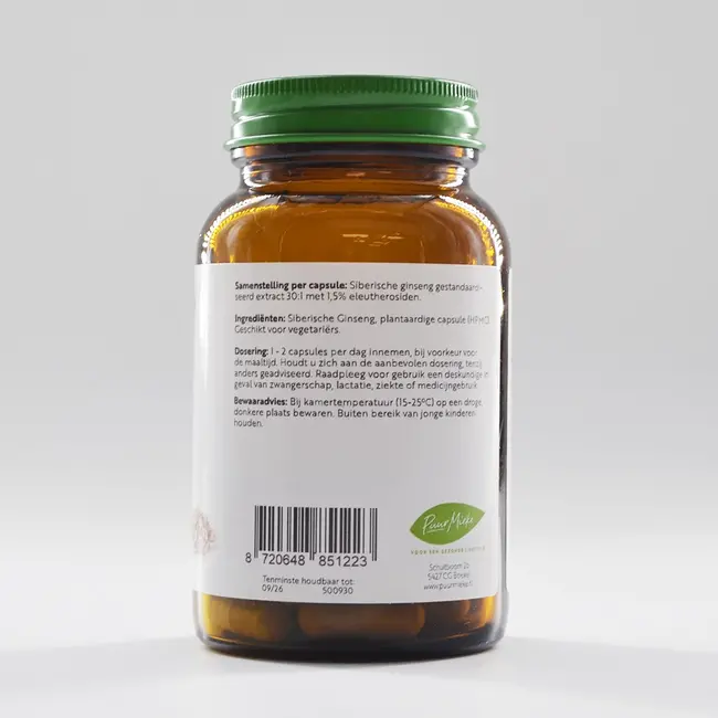 Siberische Ginseng - 500mg - 60 caps THT 01-09-2026