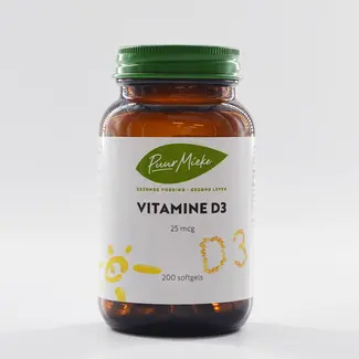 Puur Mieke Vitamine D3 - 25 mcg - 200 softgels Puur Mieke Vitamine D3 - 25 mcg - 200 softgels