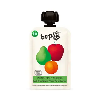 Be Plus Knijpfruit Appel Peer Abrikoos - 100g - BIO  THT 06-01-2025