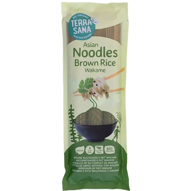 Bruine Rijst Noodles met Wakame - 250g - BIO