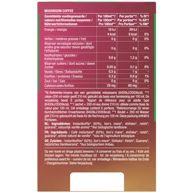 Instant Mushroom Koffie - 6 sticks - BIO