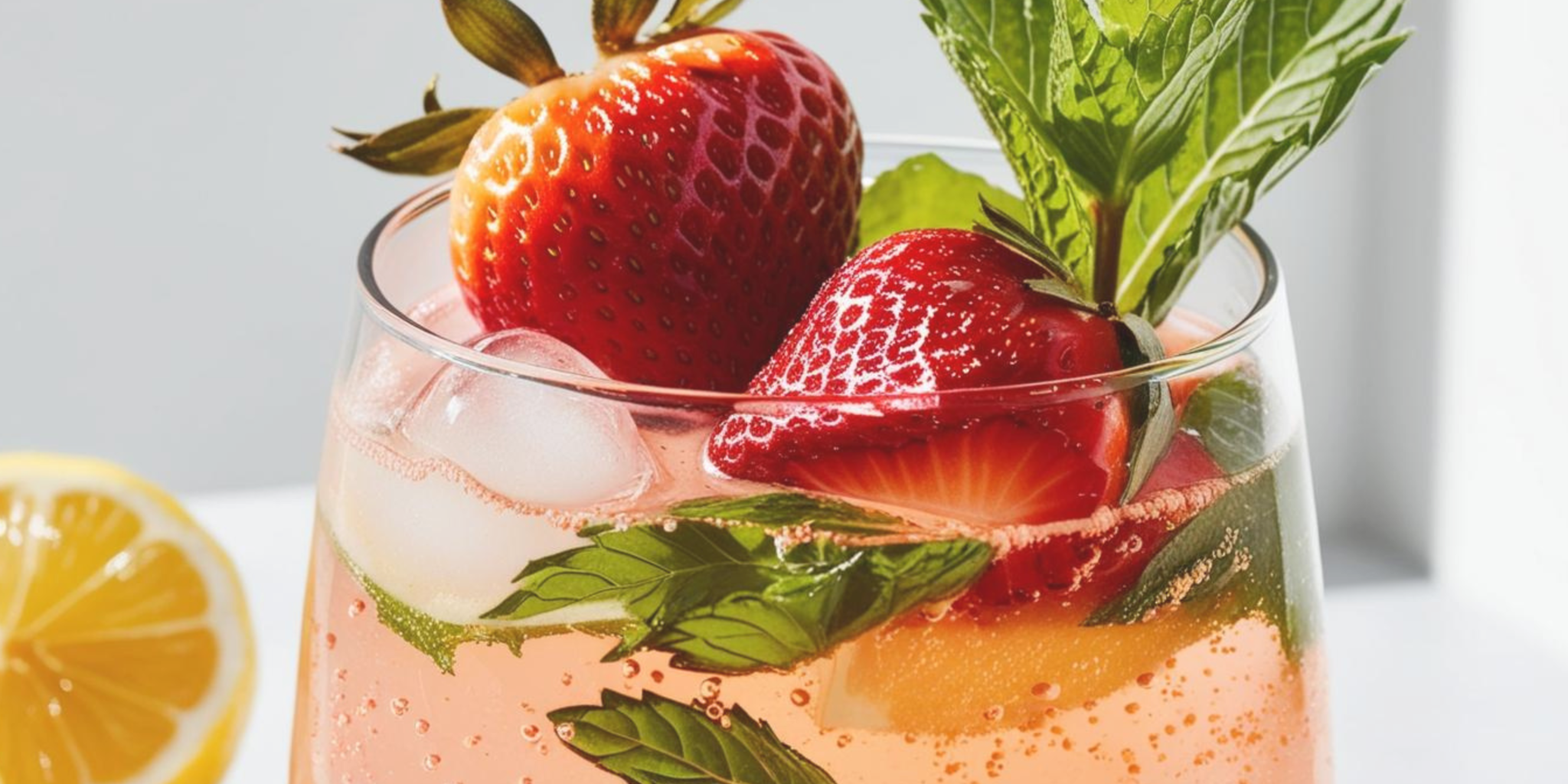 G'nger gember limonade met aardbei en munt