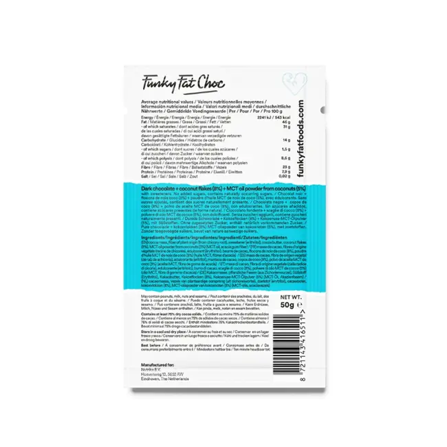 Pure Chocolade met Kokos en MCT - BIO