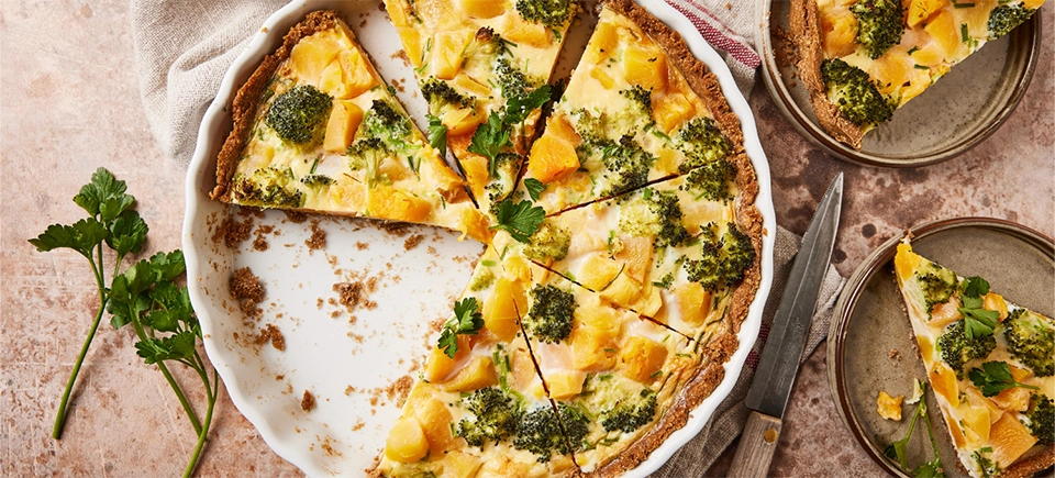 Glutenvrije pompoenquiche met broccoli