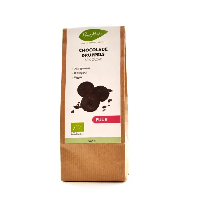 Chocoladedruppels - Puur - Allergeenvrij - 150g - BIO