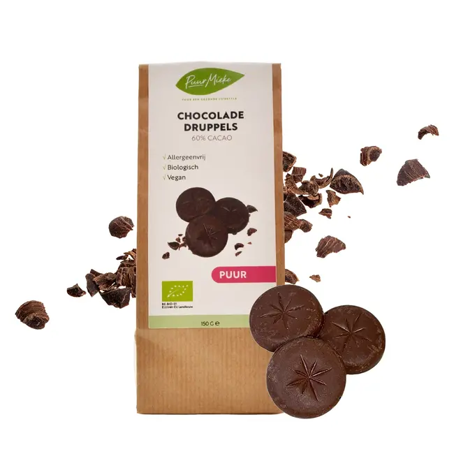 Chocoladedruppels - Puur - Allergeenvrij - 150g - BIO