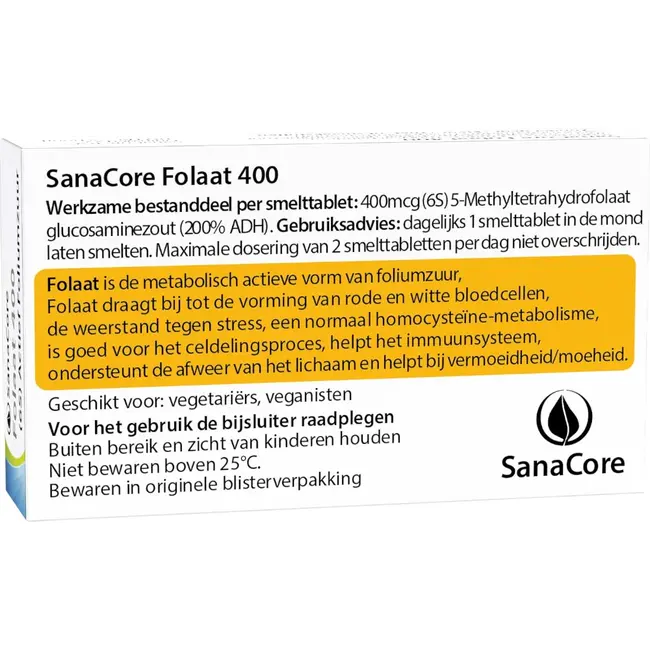 Folaat 400 (Actief Foliumzuur) - 60 smelttabletten