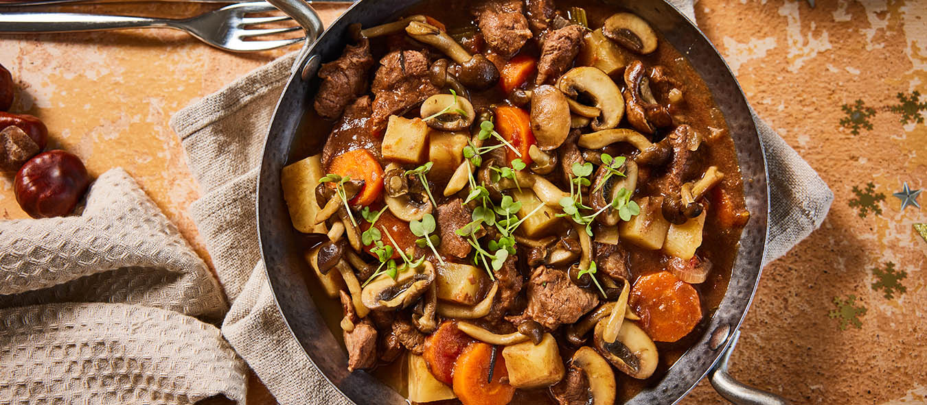 Winterstoofpot met paddenstoelen