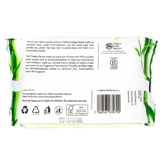 Gezichtsreinigingsdoekjes - FSC Bamboe - Parfumvrij