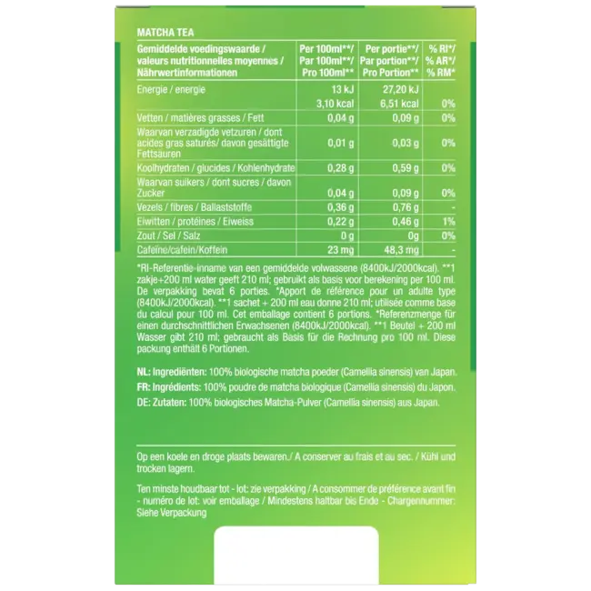 Instant Matcha Thee - 6 sticks - BIO