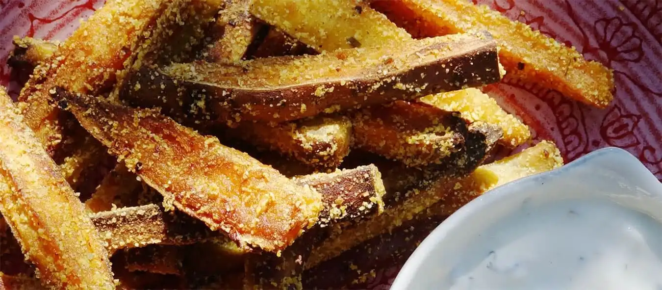 Zoete aardappelfriet met frisse citroendip