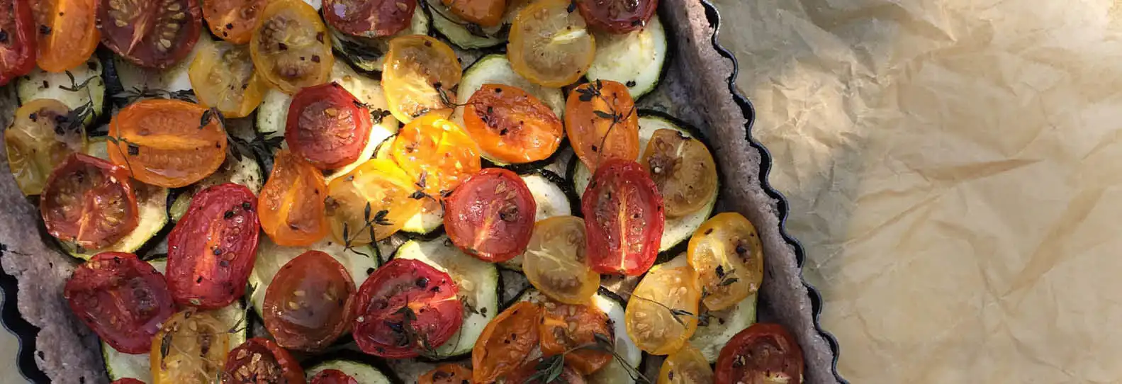 Glutenvrije Quiche met tomaatjes en vegan roomkaas