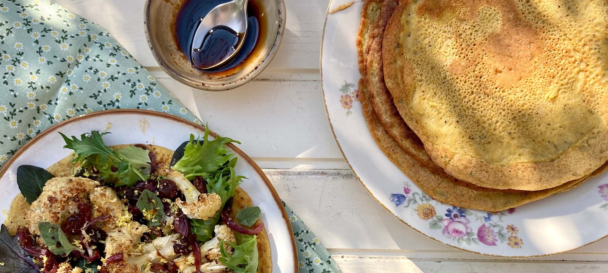 Kikkererwten Pannenkoeken met Italiaanse bloemkool