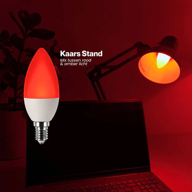 Rood licht kaarslamp - E14 - met 3 lichtstanden