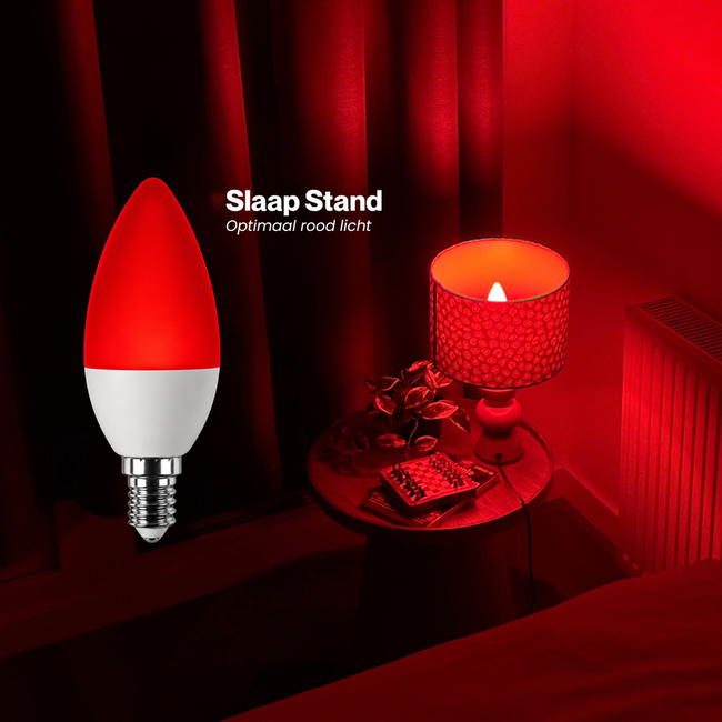 Rood licht kaarslamp - E14 - met 3 lichtstanden