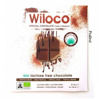 Wiloco Lactosevrije Chocoladereep 'Melk' met Praline - 90g - BIO