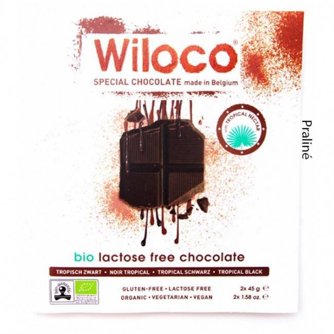 Lactosevrije Chocoladereep 'Puur' met Praliné - 90g - BIO