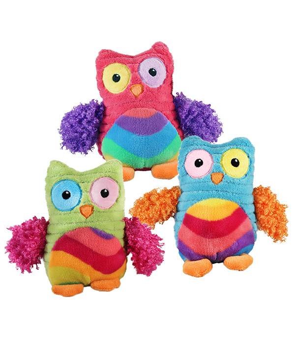 Uil knuffel regenboog: roze, blauw of groen (16 cm)