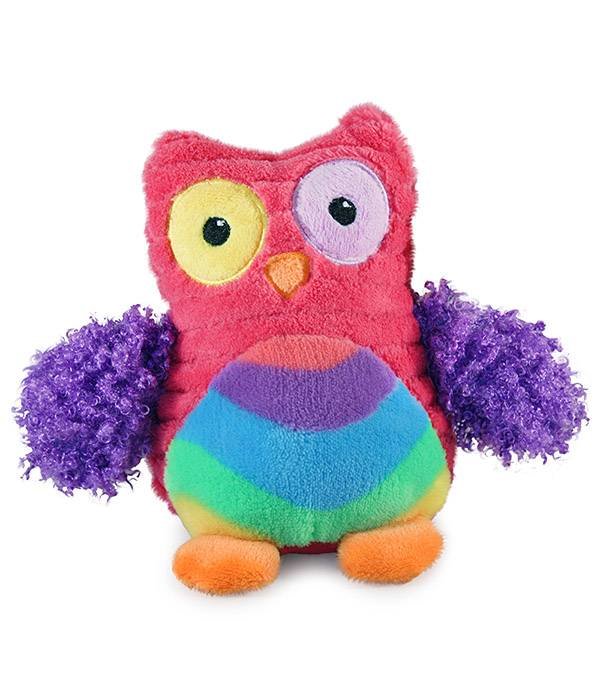 Uil knuffel regenboog: roze, blauw of groen (16 cm)