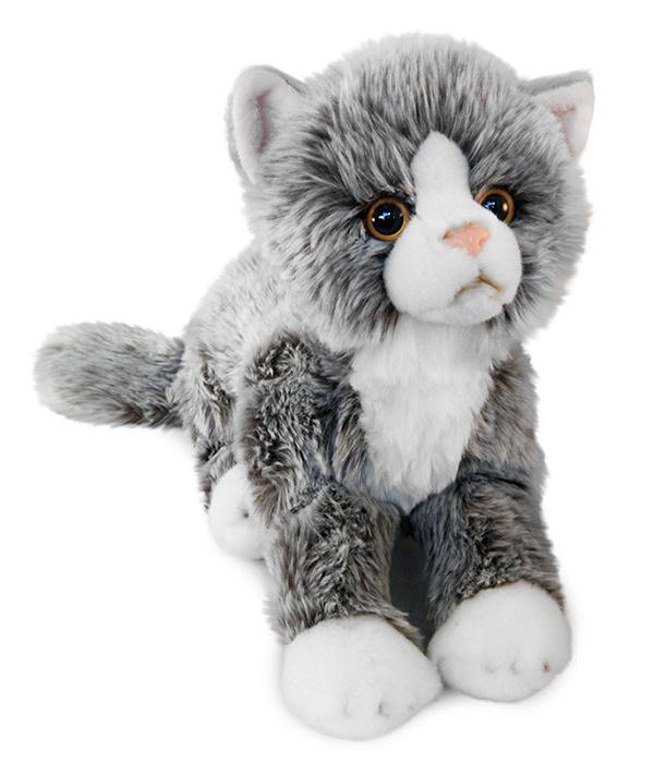 Voor type Vouwen Besmettelijke ziekte Grijze kat knuffel (liggend, 40 cm) - Fluzzy