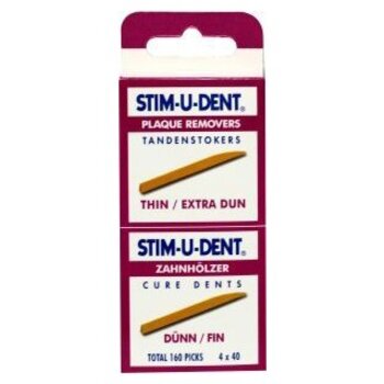 Johnson & Johnson Stim-U-Dent Tandenstokers Thin / Extra Dun, 100 stuks, verpakt in 4 x 25