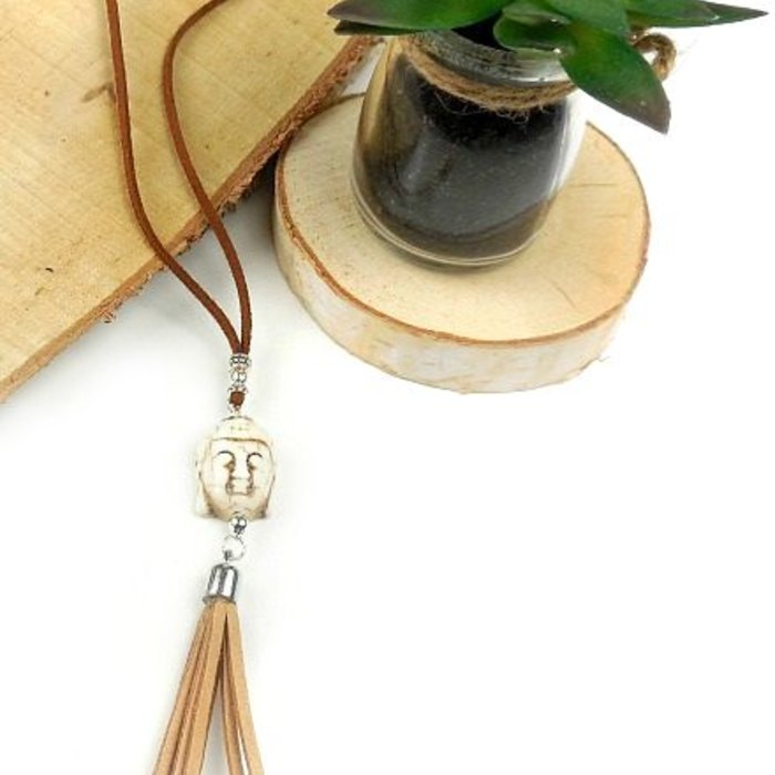 Buddha Kraal Groot Wit 29x20mm, 3 stuks