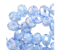 Facet Glaskralen Blauw Shine 6x4mm, 80 stuks