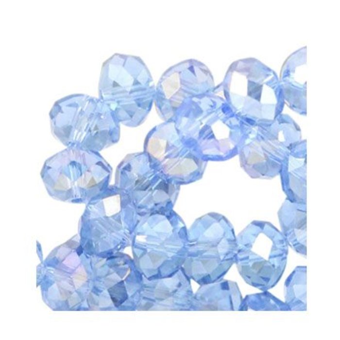 Facet Glaskralen Blauw Shine 6x4mm, 80 stuks