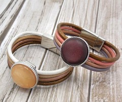 How To Make A Leather Bracelet With Magnetic Closure - Camel