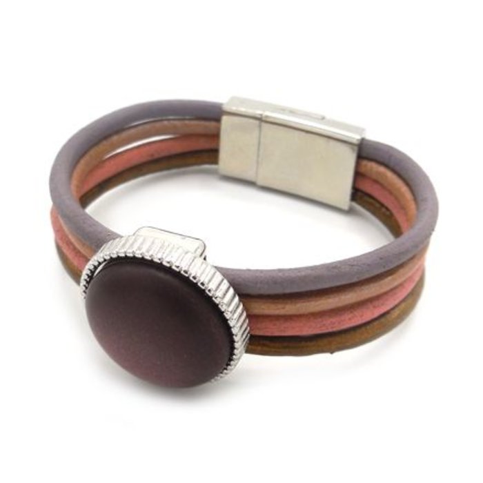 Bracelet With 4 Colors leather And Mesh Closure InspiratieSetje0314