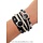 Leather Wrap Bracelet With Skulls - Black With Gray InspiratieSetje0316