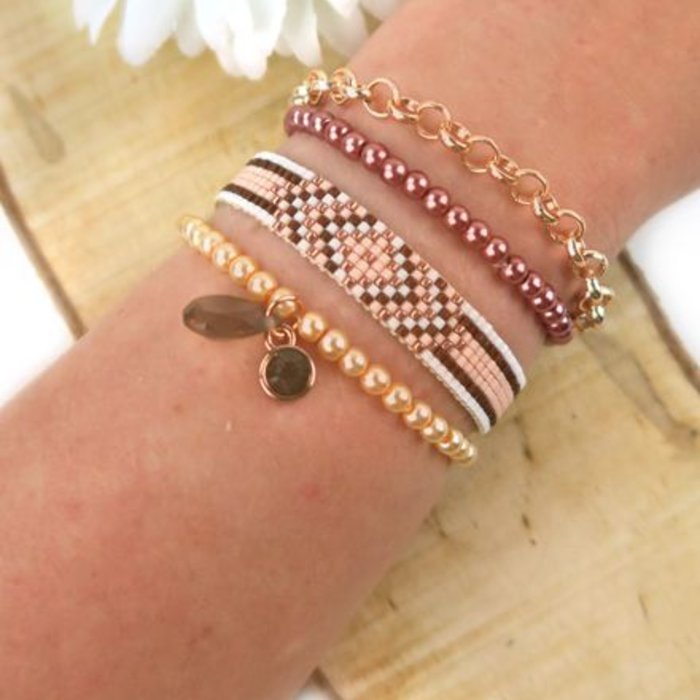 How to Make a Miyuki Bracelet Rose Gold With Brown Beads Basics