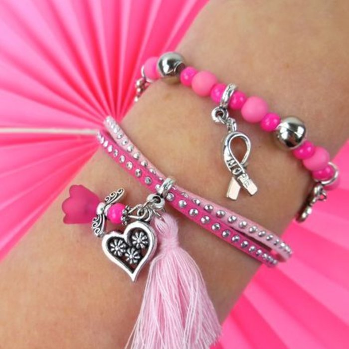 Suede with Silver Studs Pink 3mm, 1 meter