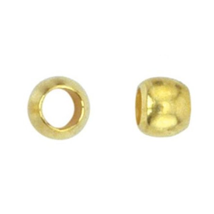 Crimp Beads Gold Plated 3.5mm, hole size 2.2mm, 20 pieces