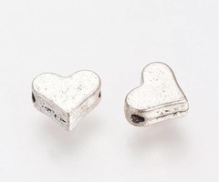 10 pieces Spacer Bead Silver Heart 6x5mm