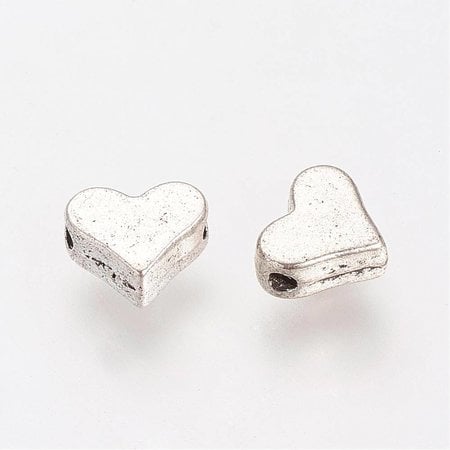 10 pieces Spacer Bead Silver Heart 6x5mm