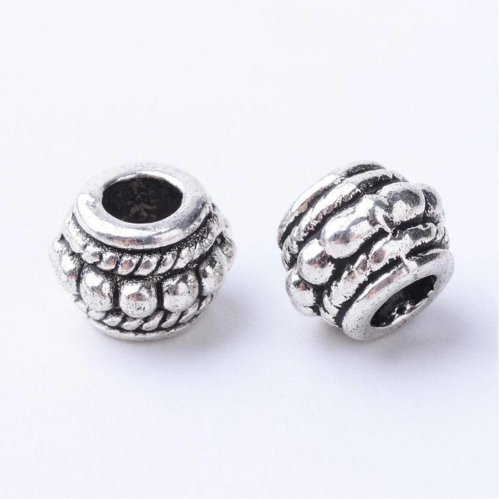 Tibetan Spacer Beads Silver 8x6mm fits 3.5mm, 8 pieces