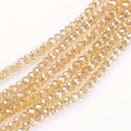 Faceted glass beads Light Gold Shine 6x4mm, 50 pieces