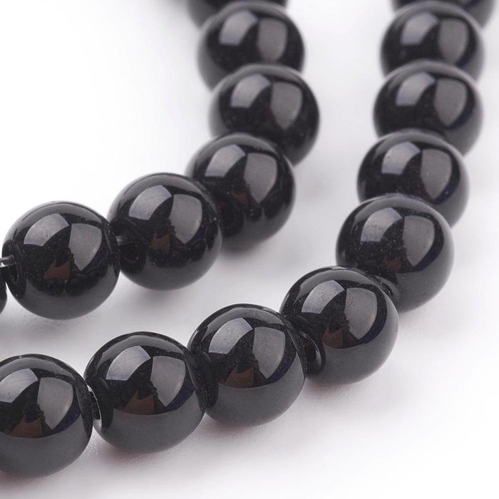 Glaskralen Zwart 6mm, streng 130 stuks