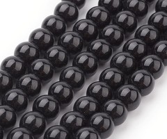 Glassbeads Black 6mm, strand 130 pieces