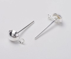 Studs Oorbel met Oogje Zilver Nikkelvrij 13mm, 5 paar