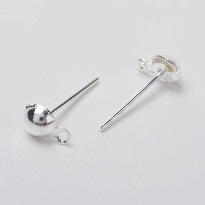Studs Earring with Eyelet Silver Nickel free 13mm, 5 pair