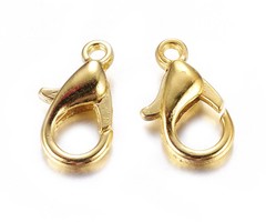 Lobster Clasp 12mm Gold Plated, 10 pieces