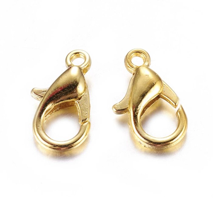 Karabijn Sluiting 12mm Gold Plated, 10 stuks